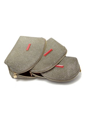 VCHB-073*VICTORIA'S SECRET 3PCS GLITTER COSMETIC POUCH SET (GOLD) *CLEARANCE